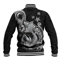 Hawaii Mermaid Monotone Baseball Jacket Polynesian Pattern Fish Hook LT01 - Polynesian Pride