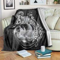 Hawaii Mermaid Monotone Blanket Polynesian Pattern Fish Hook LT01 Black - Polynesian Pride