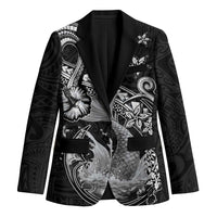 Hawaii Mermaid Monotone Blazer Polynesian Pattern Fish Hook LT01 Unisex Black - Polynesian Pride