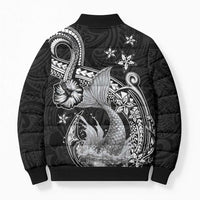 Hawaii Mermaid Monotone Bomber Puffer Jacket Polynesian Pattern Fish Hook LT01 - Polynesian Pride