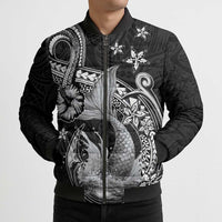 Hawaii Mermaid Monotone Bomber Puffer Jacket Polynesian Pattern Fish Hook LT01 - Polynesian Pride