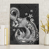 Hawaii Mermaid Monotone Canvas Wall Art Polynesian Pattern Fish Hook LT01 Without Frame Black - Polynesian Pride