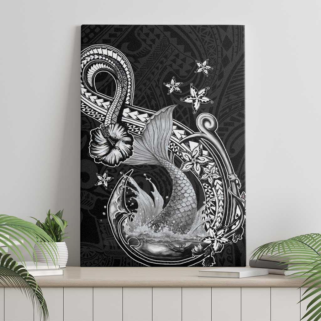 Hawaii Mermaid Monotone Canvas Wall Art Polynesian Pattern Fish Hook LT01 - Polynesian Pride