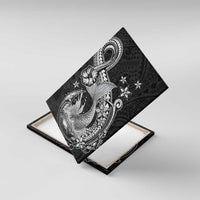 Hawaii Mermaid Monotone Canvas Wall Art Polynesian Pattern Fish Hook LT01 With Frame Black - Polynesian Pride