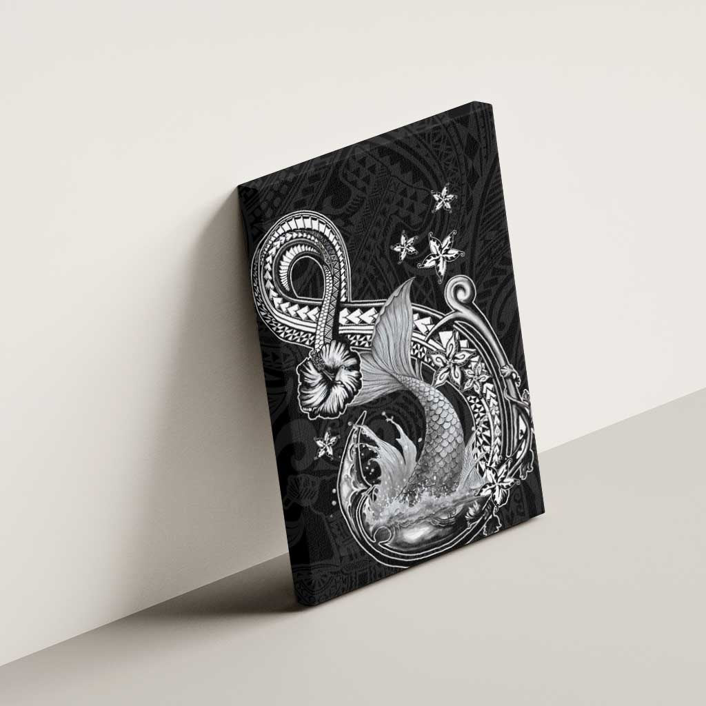 Hawaii Mermaid Monotone Canvas Wall Art Polynesian Pattern Fish Hook LT01 - Polynesian Pride