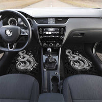 Hawaii Mermaid Monotone Car Mats Polynesian Pattern Fish Hook LT01 Set 2pcs - Front Black - Polynesian Pride