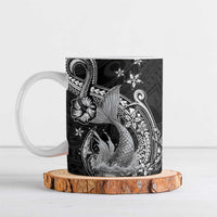 Hawaii Mermaid Monotone Ceramic Mug Polynesian Pattern Fish Hook LT01 Black - Polynesian Pride