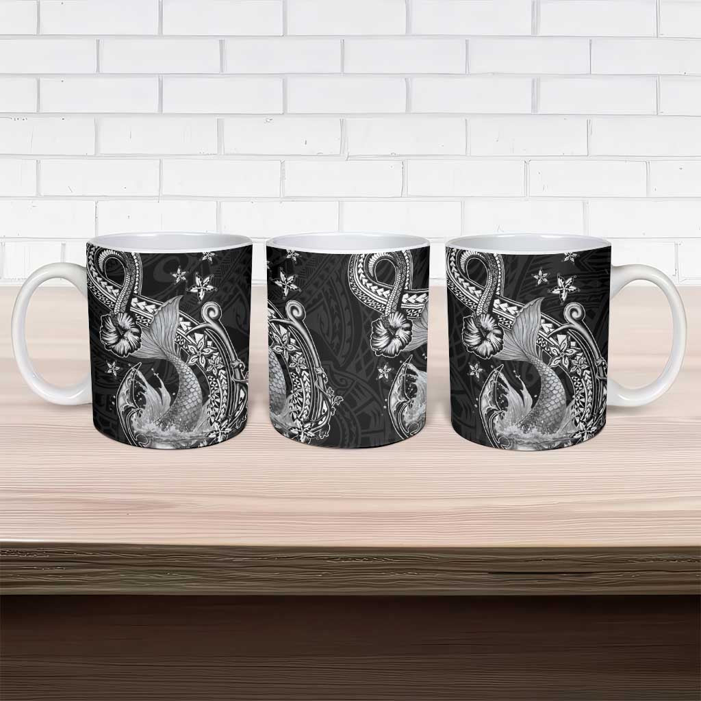 Hawaii Mermaid Monotone Ceramic Mug Polynesian Pattern Fish Hook LT01 - Polynesian Pride