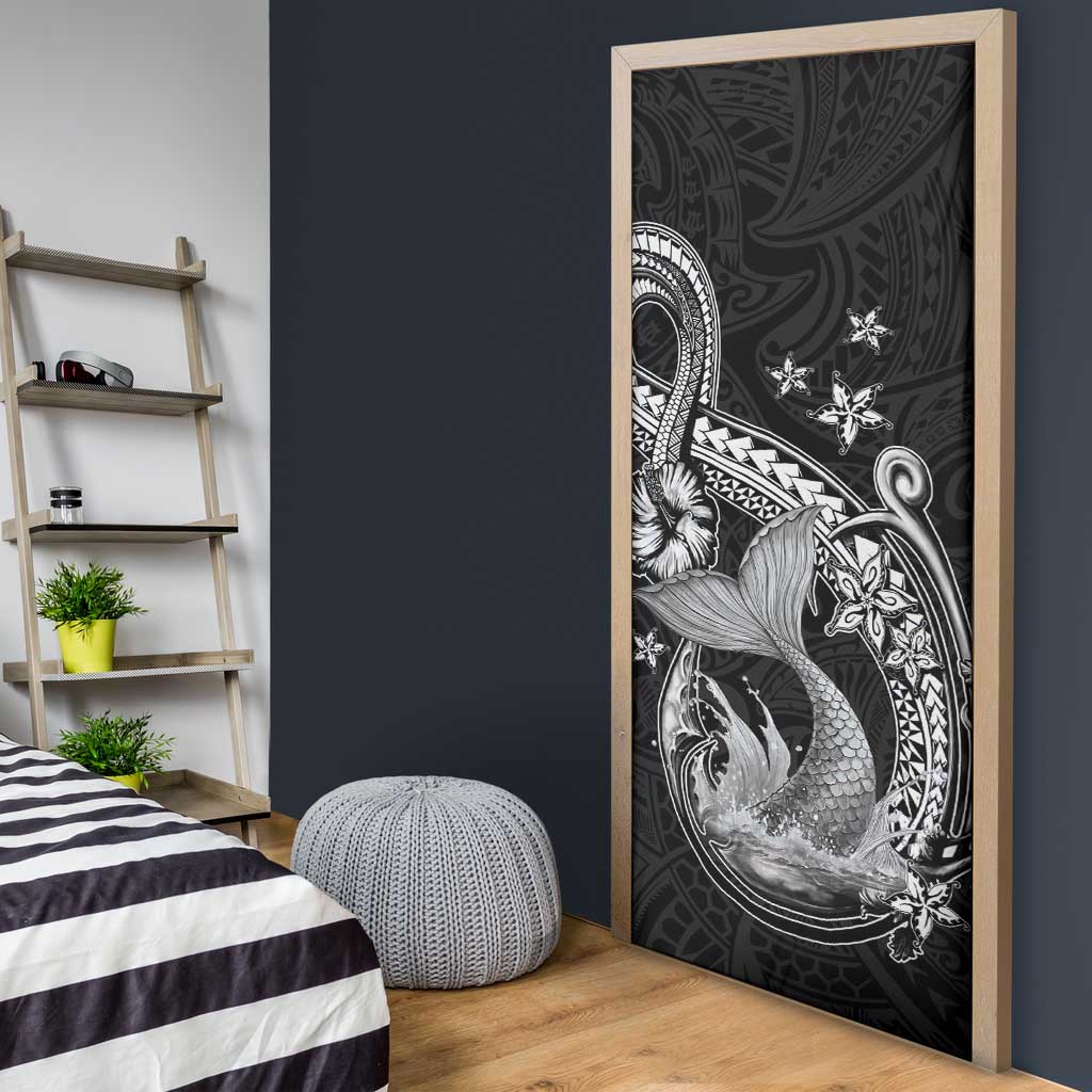 Hawaii Mermaid Monotone Door Cover Polynesian Pattern Fish Hook LT01 - Polynesian Pride