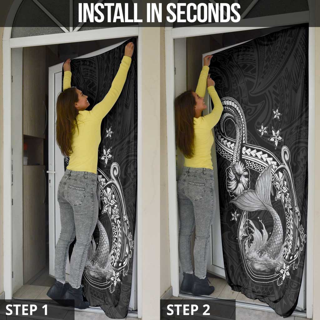 Hawaii Mermaid Monotone Door Cover Polynesian Pattern Fish Hook LT01 - Polynesian Pride
