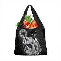 Hawaii Mermaid Monotone Grocery Bag Polynesian Pattern Fish Hook LT01 1-pack One Size Black - Polynesian Pride