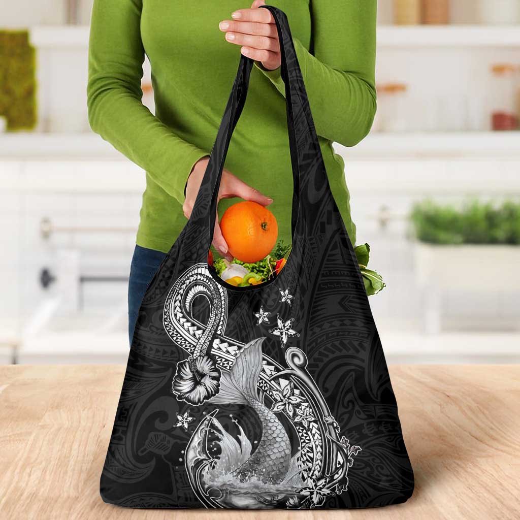 Hawaii Mermaid Monotone Grocery Bag Polynesian Pattern Fish Hook LT01 - Polynesian Pride
