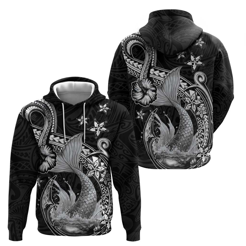 Hawaii Mermaid Monotone Hoodie Polynesian Pattern Fish Hook LT01 - Polynesian Pride