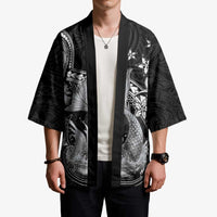 Hawaii Mermaid Monotone Kimono Polynesian Pattern Fish Hook LT01 - Polynesian Pride