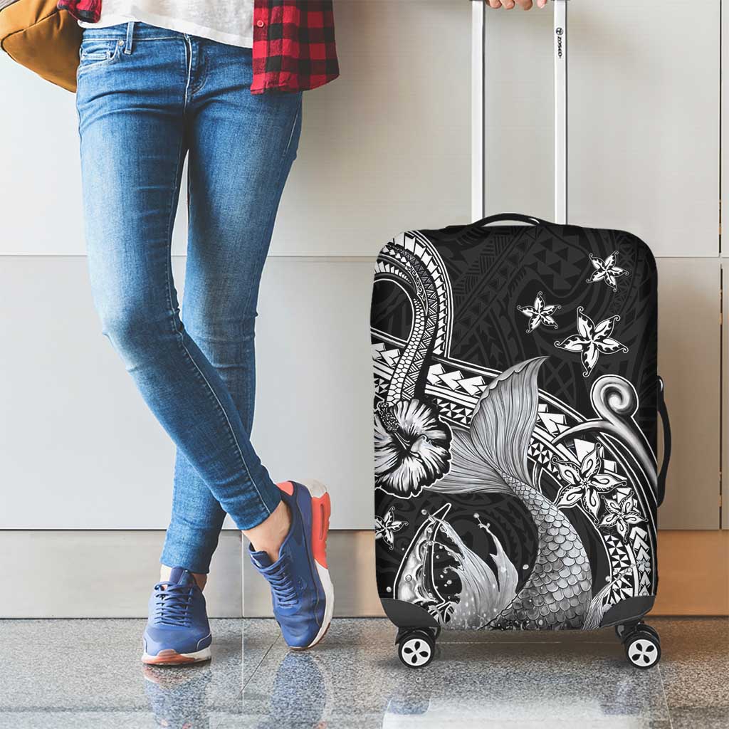 Hawaii Mermaid Monotone Luggage Cover Polynesian Pattern Fish Hook LT01 - Polynesian Pride