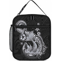 Hawaii Mermaid Monotone Lunch Bag Polynesian Pattern Fish Hook LT01 10.2 × 8.3 × 4.3 inch Black - Polynesian Pride