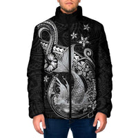 Hawaii Mermaid Monotone Padded Jacket Polynesian Pattern Fish Hook LT01 Men Black - Polynesian Pride