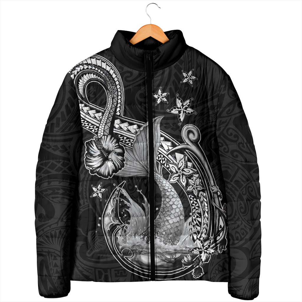Hawaii Mermaid Monotone Padded Jacket Polynesian Pattern Fish Hook LT01 - Polynesian Pride