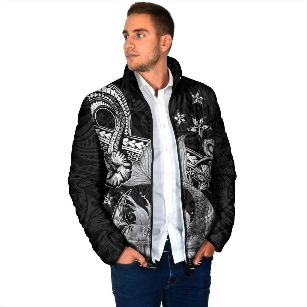 Hawaii Mermaid Monotone Padded Jacket Polynesian Pattern Fish Hook LT01 - Polynesian Pride