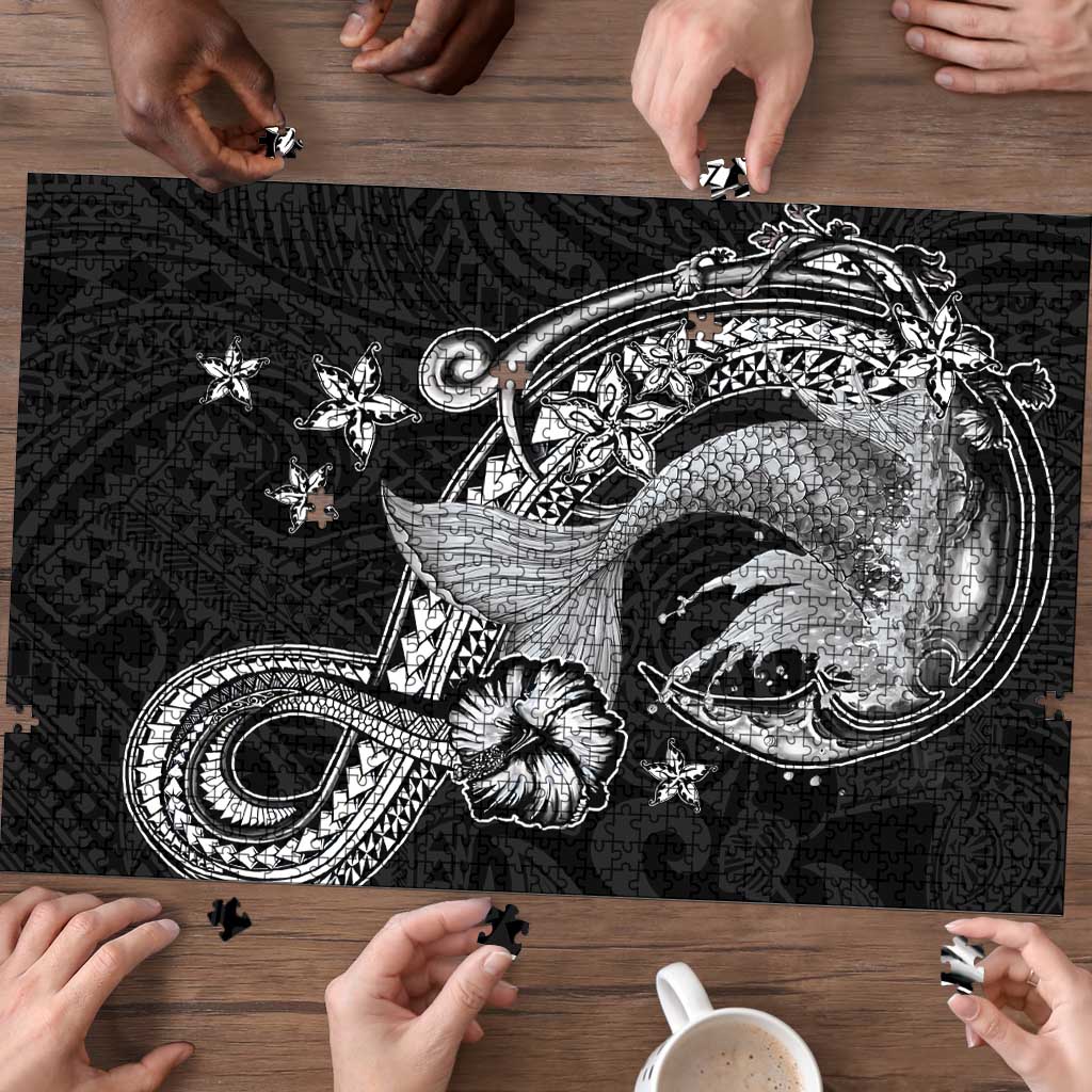 Hawaii Mermaid Monotone Puzzle Polynesian Pattern Fish Hook LT01 - Polynesian Pride