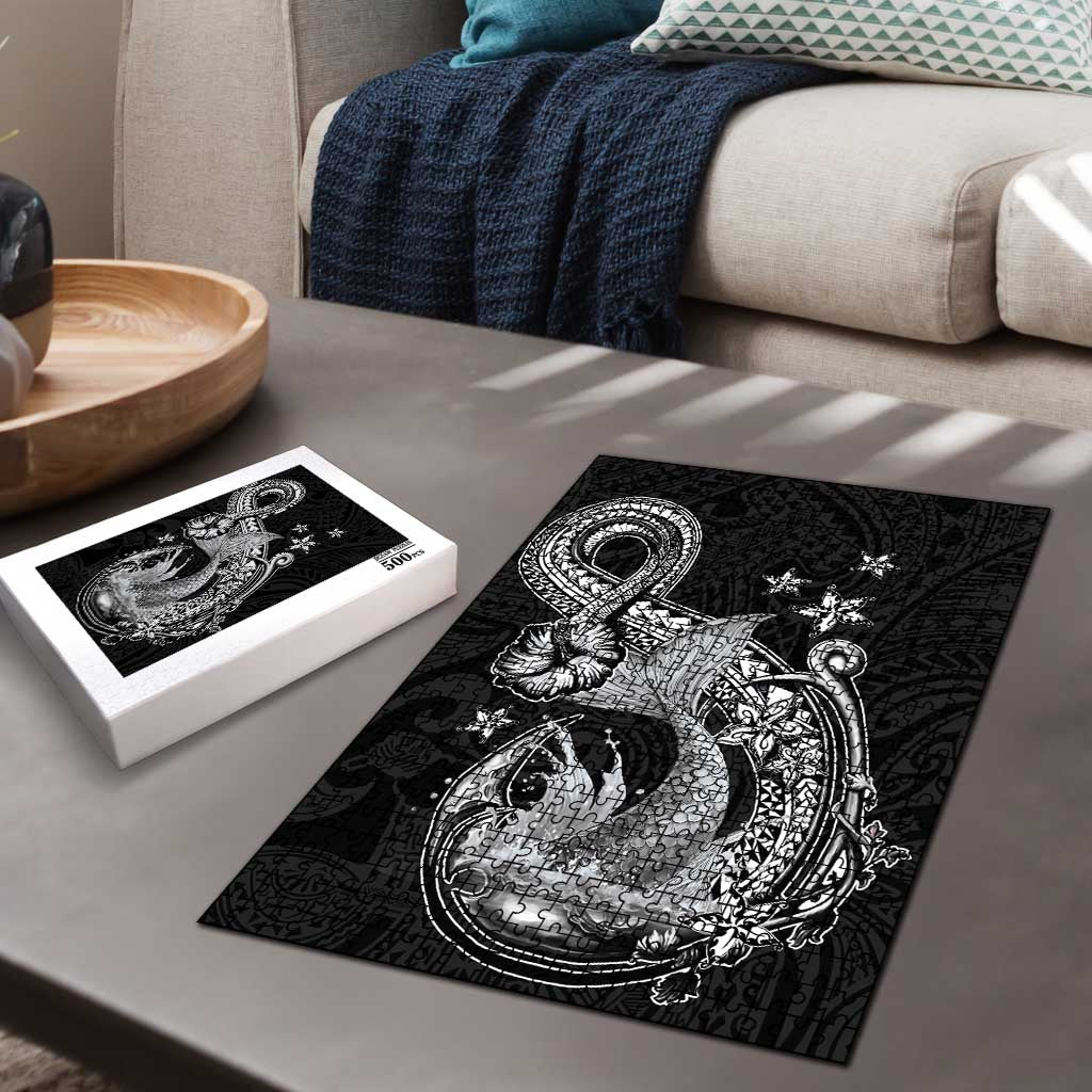 Hawaii Mermaid Monotone Puzzle Polynesian Pattern Fish Hook LT01 - Polynesian Pride