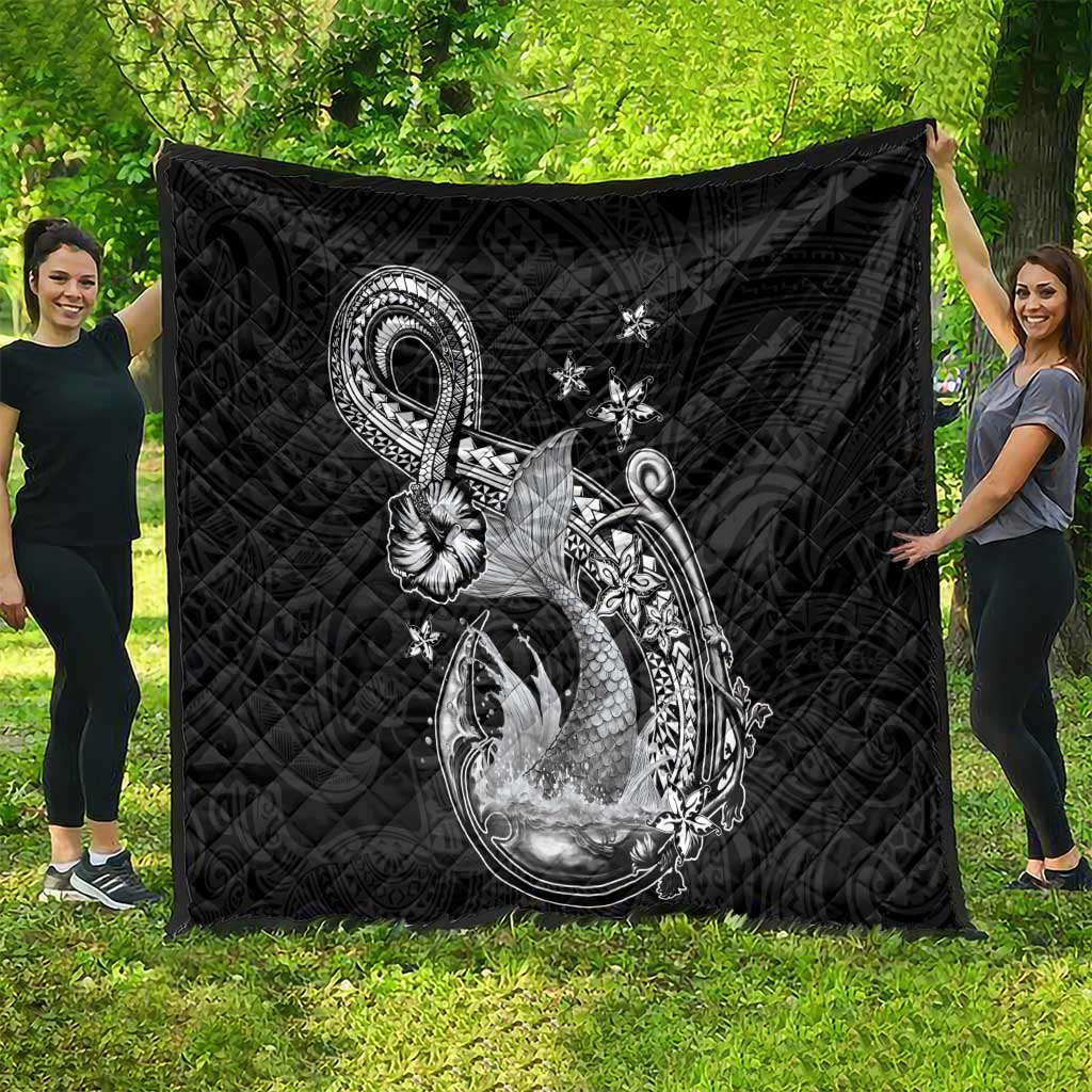 Hawaii Mermaid Monotone Quilt Polynesian Pattern Fish Hook LT01 - Polynesian Pride