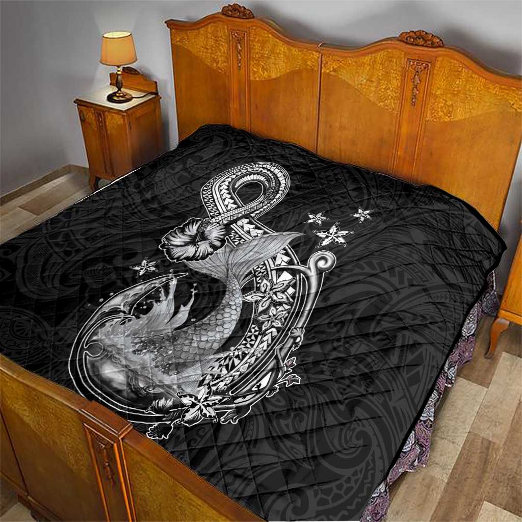 Hawaii Mermaid Monotone Quilt Polynesian Pattern Fish Hook LT01 - Polynesian Pride