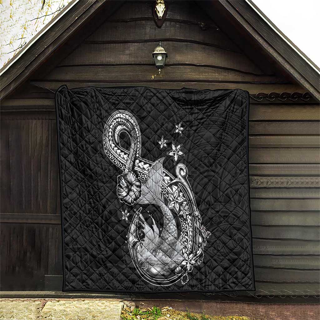 Hawaii Mermaid Monotone Quilt Polynesian Pattern Fish Hook LT01 - Polynesian Pride