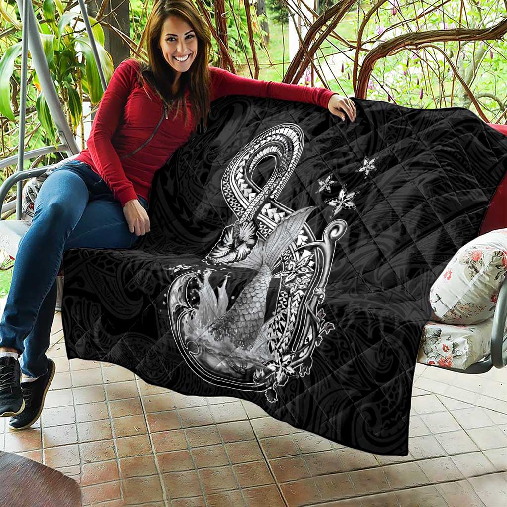 Hawaii Mermaid Monotone Quilt Polynesian Pattern Fish Hook LT01 - Polynesian Pride