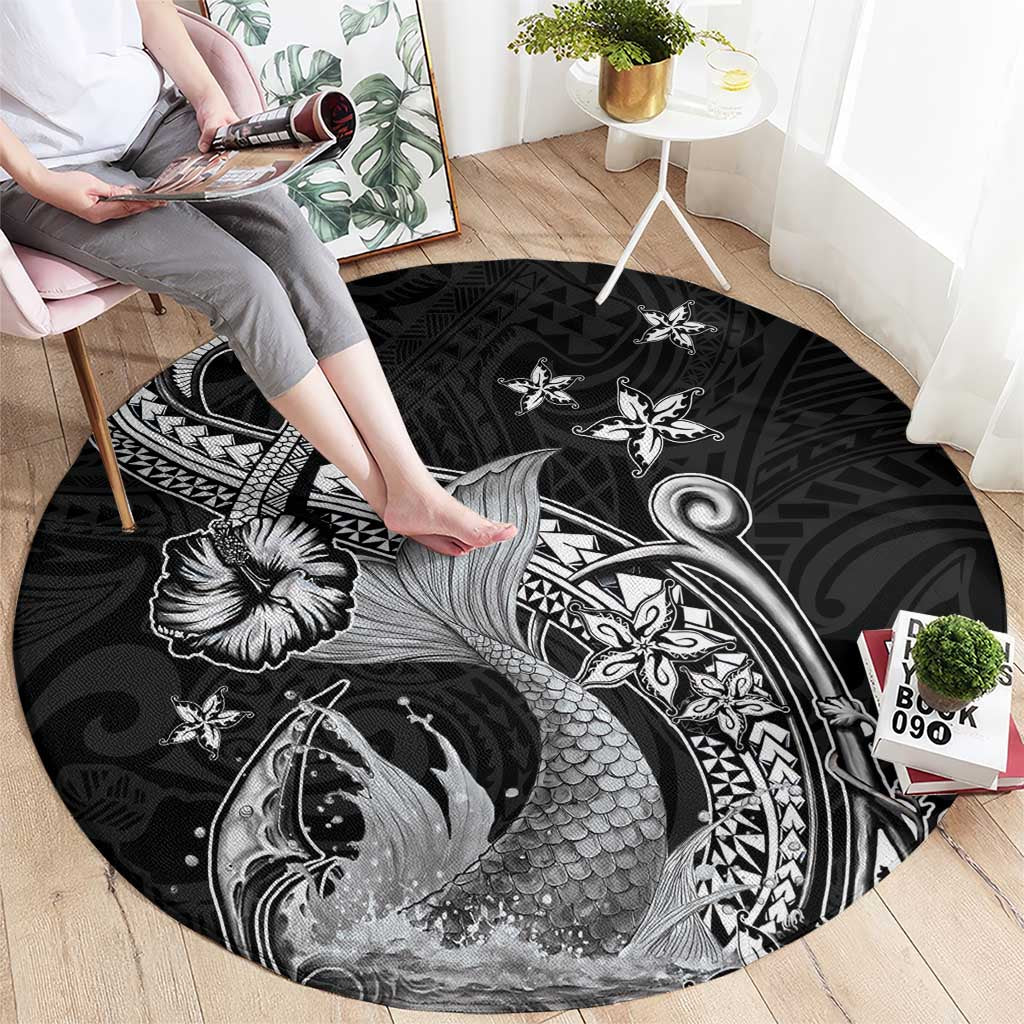 Hawaii Mermaid Monotone Round Carpet Polynesian Pattern Fish Hook LT01 - Polynesian Pride