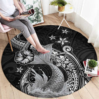 Hawaii Mermaid Monotone Round Carpet Polynesian Pattern Fish Hook LT01 - Polynesian Pride
