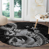 Hawaii Mermaid Monotone Round Carpet Polynesian Pattern Fish Hook LT01 - Polynesian Pride