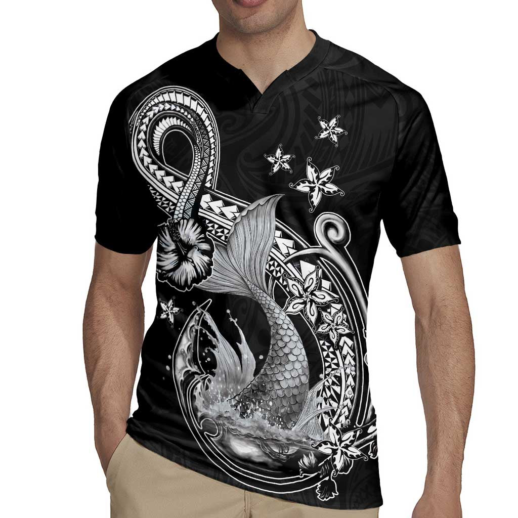 Hawaii Mermaid Monotone Rugby Jersey Polynesian Pattern Fish Hook LT01 - Polynesian Pride