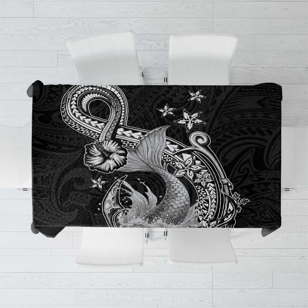 Hawaii Mermaid Monotone Tablecloth Polynesian Pattern Fish Hook LT01 Black - Polynesian Pride