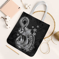 Hawaii Mermaid Monotone Tote Bag Polynesian Pattern Fish Hook LT01 White Strap One Size Black - Polynesian Pride