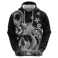 Hawaii Mermaid Monotone Zip Hoodie Polynesian Pattern Fish Hook LT01 - Polynesian Pride