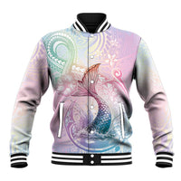 Hawaii Mermaid Sweet Pastel Baseball Jacket Polynesian Pattern Fish Hook LT01 Unisex Multicolor - Polynesian Pride