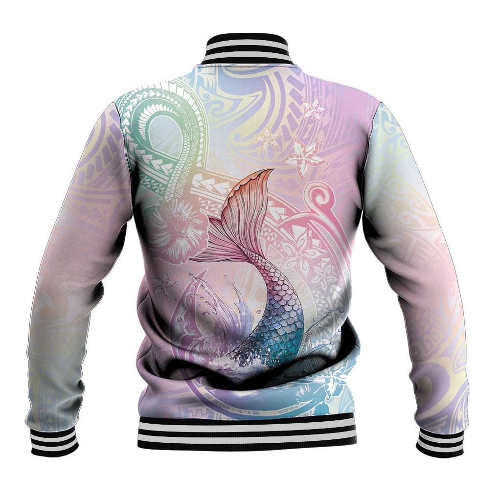 Hawaii Mermaid Sweet Pastel Baseball Jacket Polynesian Pattern Fish Hook LT01 - Polynesian Pride