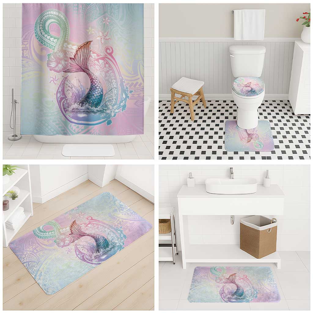 Hawaii Mermaid Sweet Pastel Bathroom Set Polynesian Pattern Fish Hook LT01 - Polynesian Pride