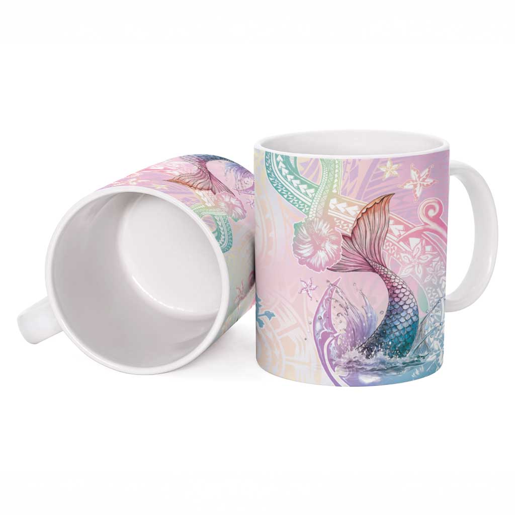 Hawaii Mermaid Sweet Pastel Ceramic Mug Polynesian Pattern Fish Hook LT01 - Polynesian Pride