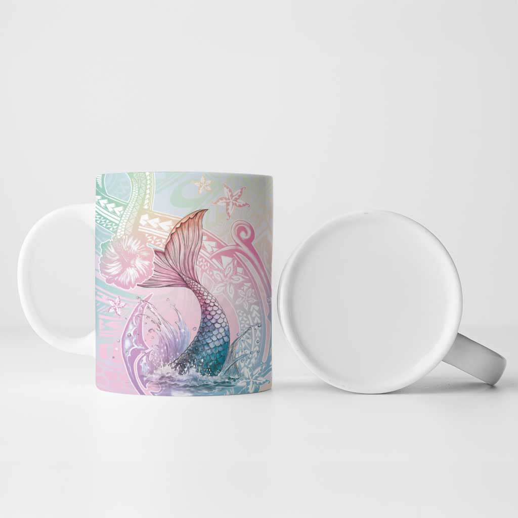 Hawaii Mermaid Sweet Pastel Ceramic Mug Polynesian Pattern Fish Hook LT01 - Polynesian Pride