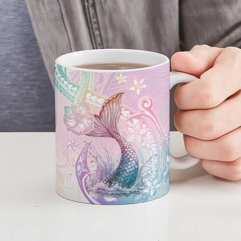 Hawaii Mermaid Sweet Pastel Ceramic Mug Polynesian Pattern Fish Hook LT01 - Polynesian Pride