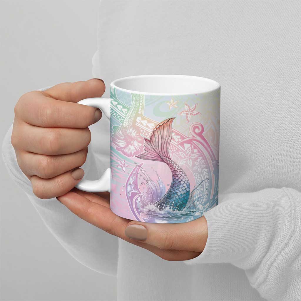 Hawaii Mermaid Sweet Pastel Ceramic Mug Polynesian Pattern Fish Hook LT01 - Polynesian Pride
