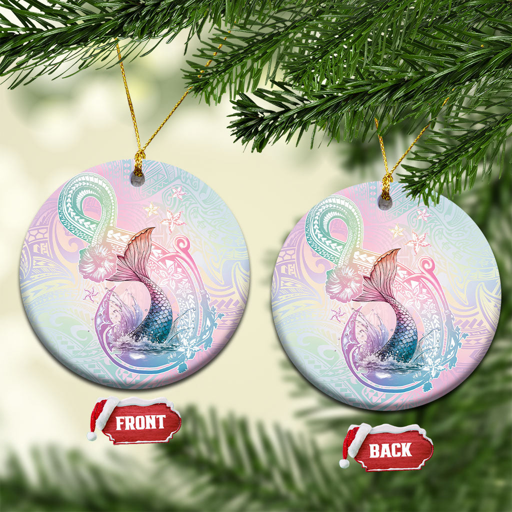 Hawaii Mermaid Sweet Pastel Ceramic Ornament Polynesian Pattern Fish Hook