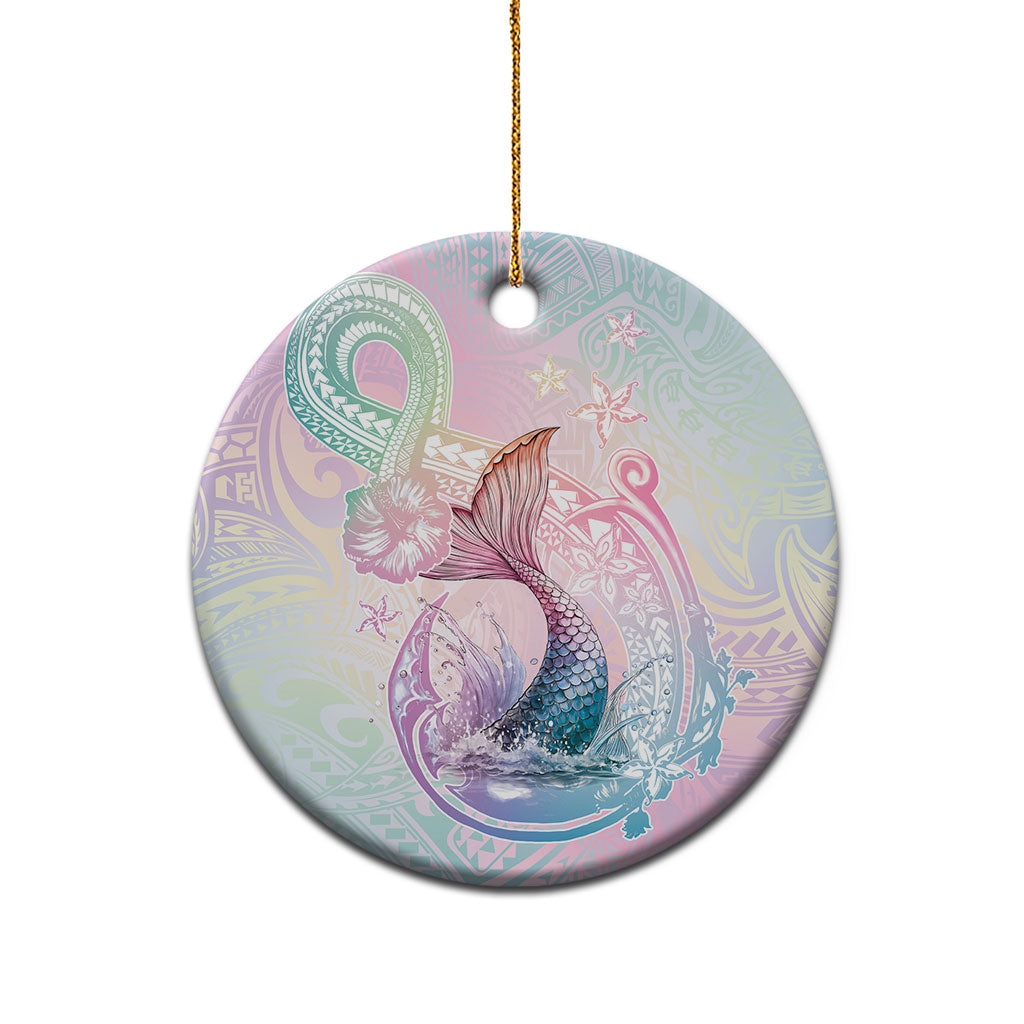 Hawaii Mermaid Sweet Pastel Ceramic Ornament Polynesian Pattern Fish Hook