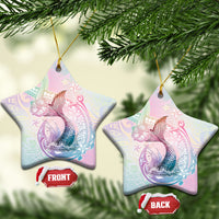 Hawaii Mermaid Sweet Pastel Ceramic Ornament Polynesian Pattern Fish Hook