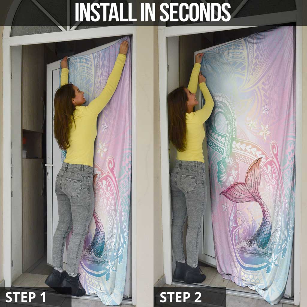 Hawaii Mermaid Sweet Pastel Door Cover Polynesian Pattern Fish Hook LT01 - Polynesian Pride