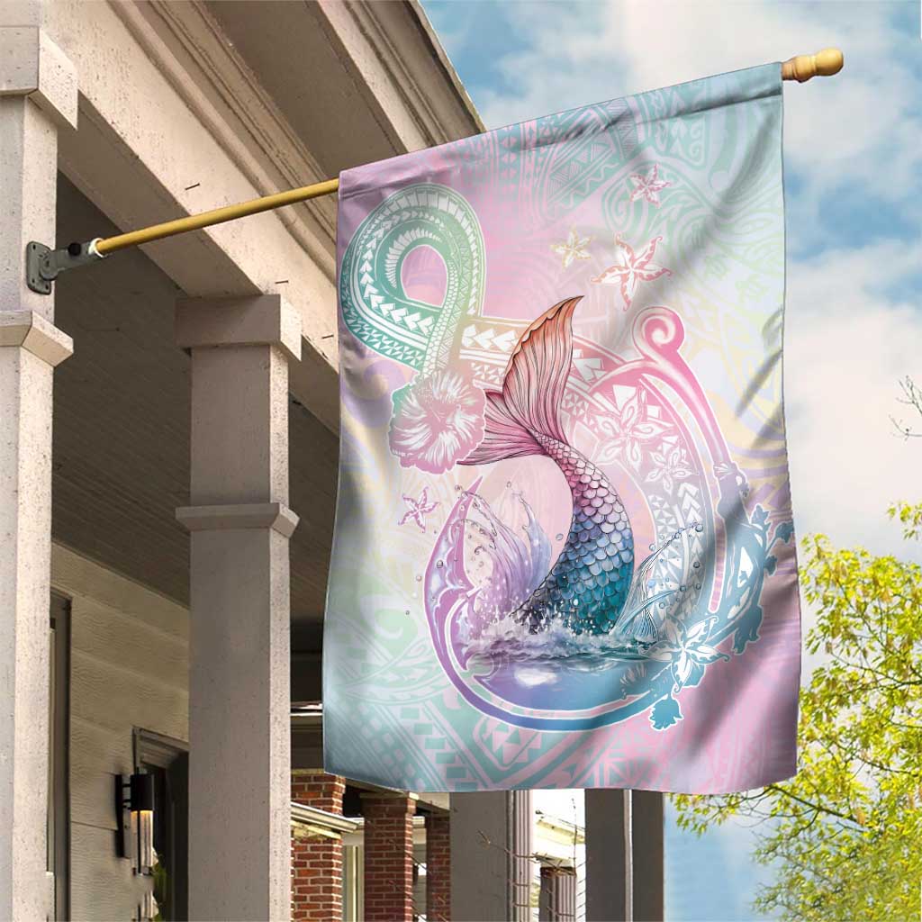 Hawaii Mermaid Sweet Pastel Garden Flag Polynesian Pattern Fish Hook LT01 House Flag Multicolor - Polynesian Pride