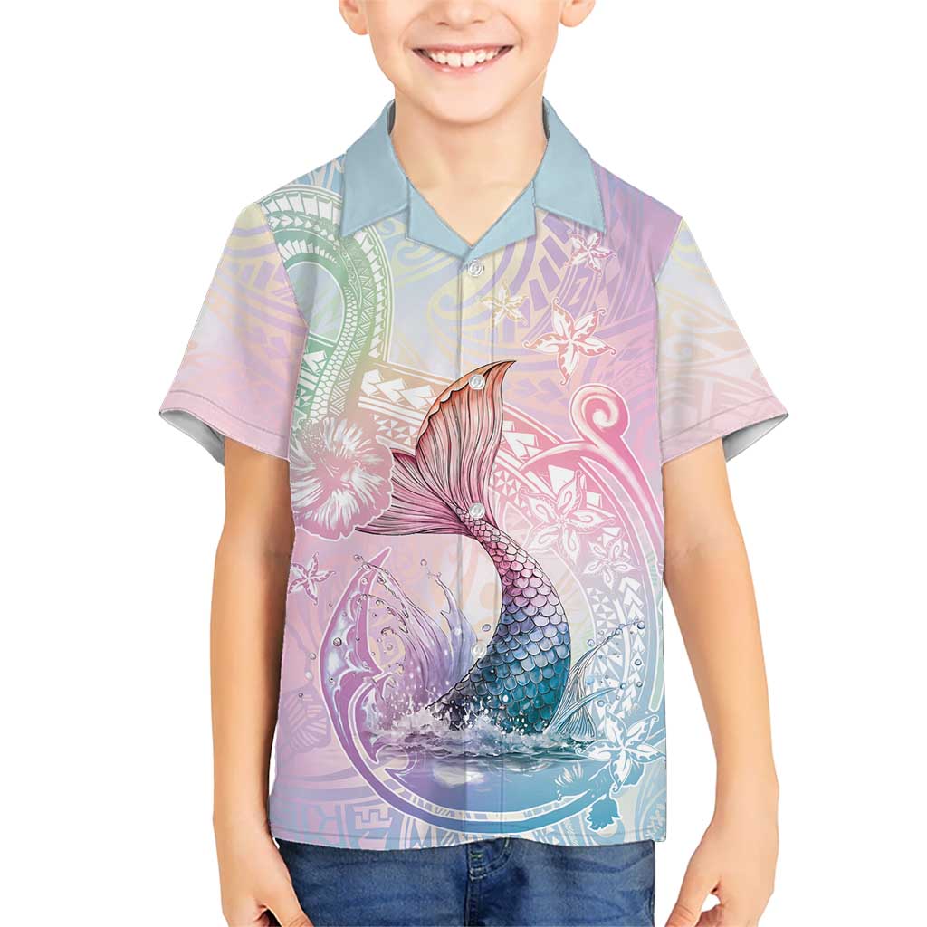 Hawaii Mermaid Sweet Pastel Hawaiian Shirt Polynesian Pattern Fish Hook LT01 - Polynesian Pride
