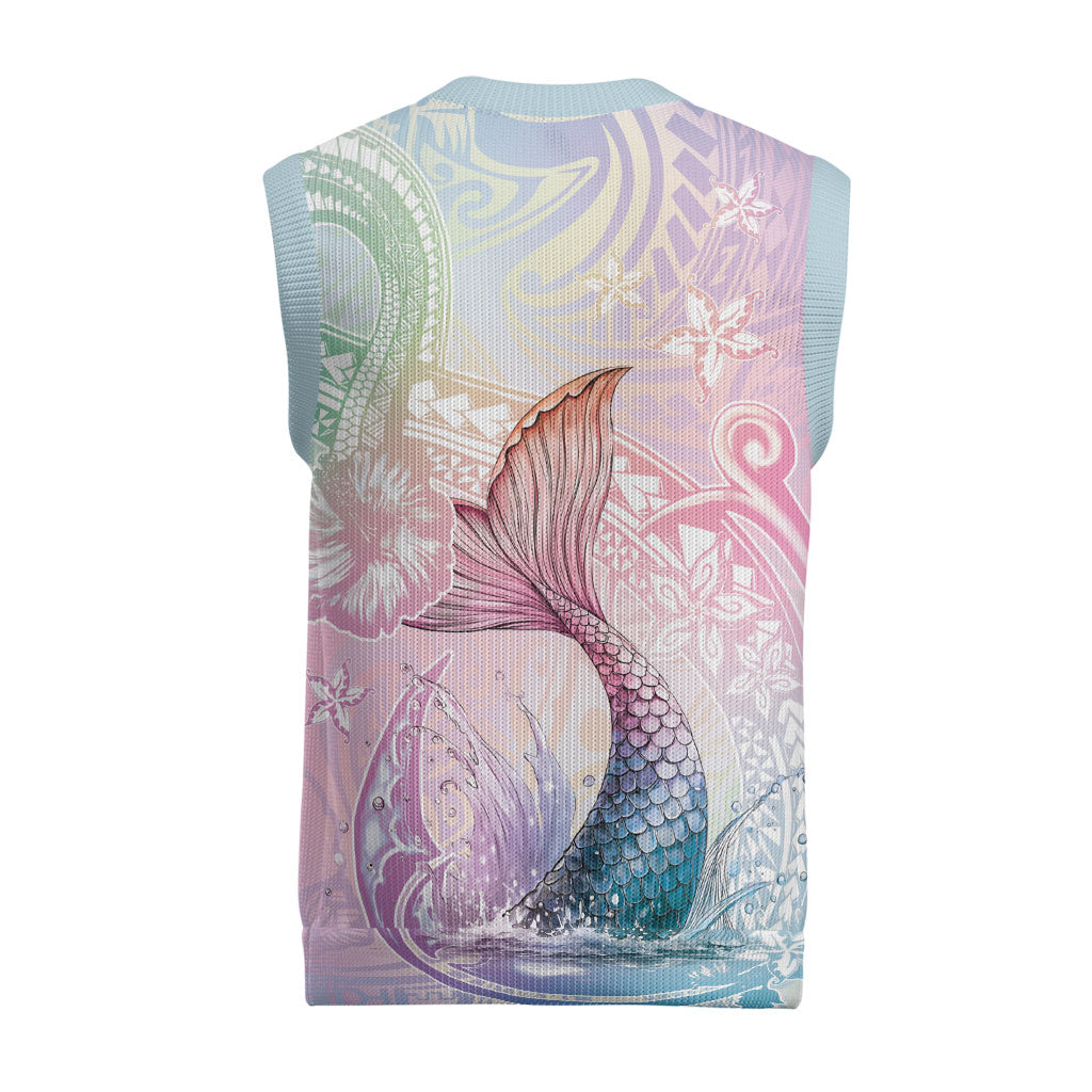 Hawaii Mermaid Sweet Pastel Christmas Knitted V-Neck Vest Polynesian Pattern Fish Hook LT01 - Polynesian Pride